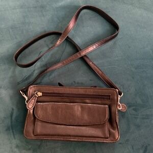 Boulder Ridge Brown Leather Crossbody Wallet Bag Organizer Purse Mens Womens